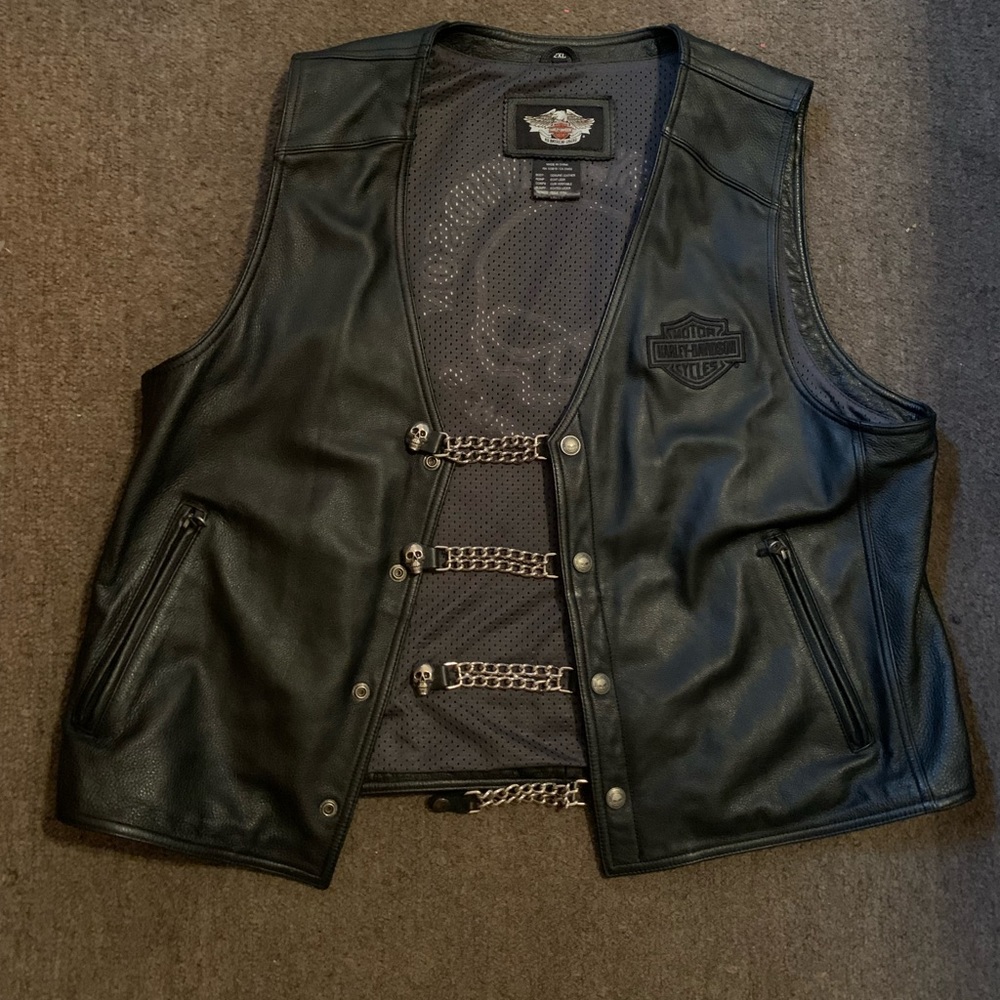 RARE Leather Harley Davidson Vest